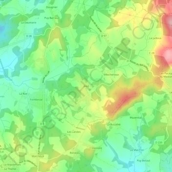 Mapa topográfico Bled, altitud, relieve