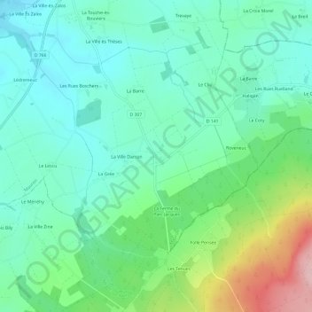 Mapa topográfico La Saudraie, altitud, relieve