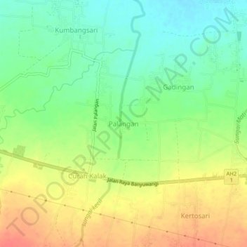 Mapa topográfico Palangan, altitud, relieve