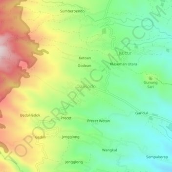 Mapa topográfico Dalisodo, altitud, relieve