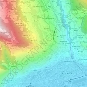 Mapa topográfico Arpuilles, altitud, relieve