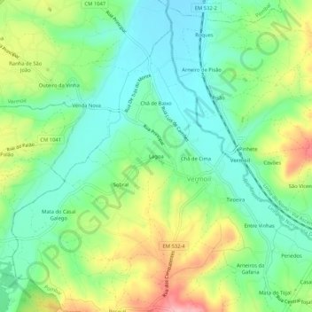 Mapa topográfico Lagoa, altitud, relieve