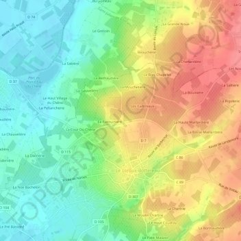 Mapa topográfico La Ceriseraie, altitud, relieve