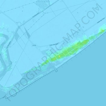 Mapa topográfico Eraclea Mare, altitud, relieve