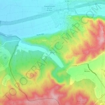 Mapa topográfico Margin, altitud, relieve