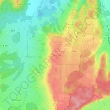 Mapa topográfico Warmisried, altitud, relieve