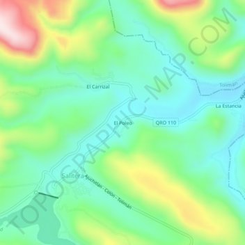 Mapa topográfico El Poleo, altitud, relieve