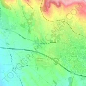 Mapa topográfico Les Granettes, altitud, relieve