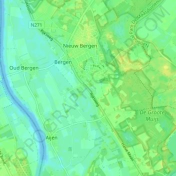 Mapa topográfico Bergsche Heide, altitud, relieve