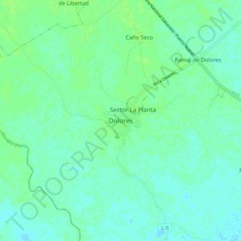 Mapa topográfico Dolores, altitud, relieve