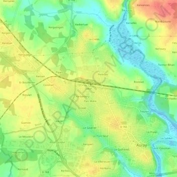 Mapa topográfico Dakar, altitud, relieve
