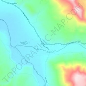 Mapa topográfico Liucura, altitud, relieve