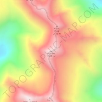 Mapa topográfico Huston, altitud, relieve