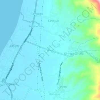 Mapa topográfico Bitalag, altitud, relieve