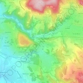 Mapa topográfico La Paravent, altitud, relieve