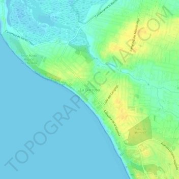 Mapa topográfico La Barrosa, altitud, relieve