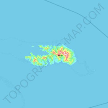 Mapa topográfico Rossel Island, altitud, relieve