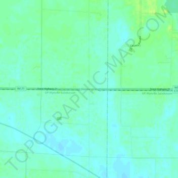 Mapa topográfico Shennington, altitud, relieve