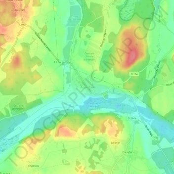 Mapa topográfico Arandon, altitud, relieve