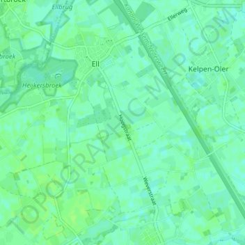 Mapa topográfico Hoogstraat, altitud, relieve
