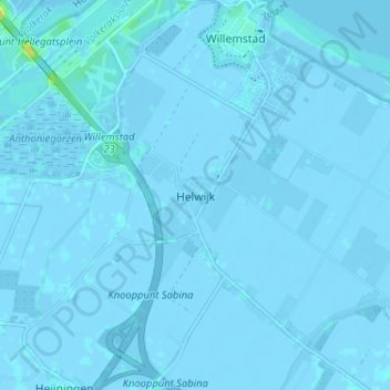 Mapa topográfico Helwijk, altitud, relieve