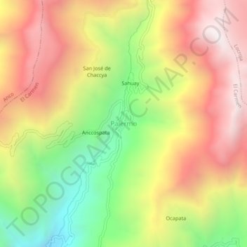 Mapa topográfico Palermo, altitud, relieve
