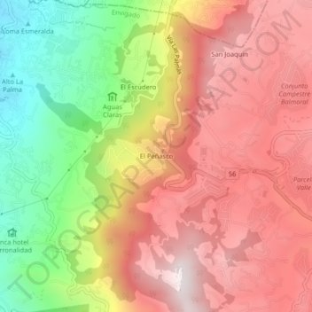 Mapa topográfico El Peñasco, altitud, relieve