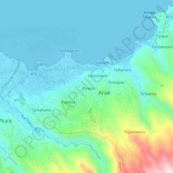 Mapa topográfico Faretoo, altitud, relieve