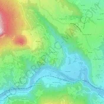 Mapa topográfico Le Corset, altitud, relieve