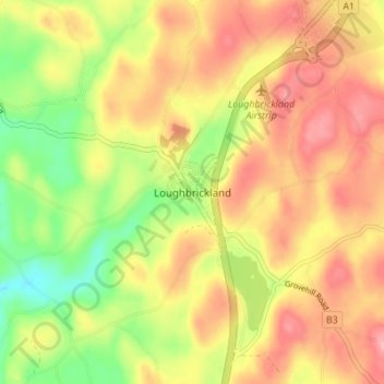 Mapa topográfico Loughbrickland, altitud, relieve
