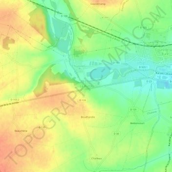 Mapa topográfico La Butte, altitud, relieve