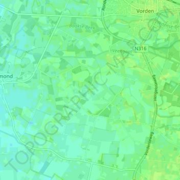 Mapa topográfico Delden, altitud, relieve