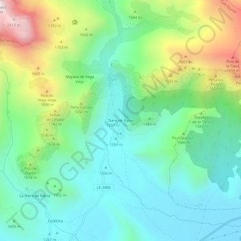 Mapa topográfico Torre de Babia, altitud, relieve