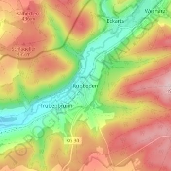 Mapa topográfico Rupboden, altitud, relieve