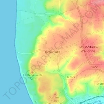 Mapa topográfico Hattainville, altitud, relieve
