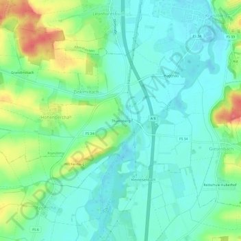 Mapa topográfico Thurnsberg, altitud, relieve