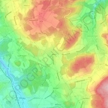 Mapa topográfico Agasul, altitud, relieve