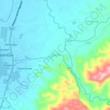Mapa topográfico Prenza, altitud, relieve