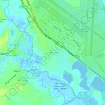 Mapa topográfico Dover Base, altitud, relieve