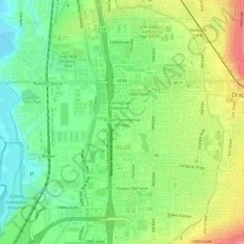 Mapa topográfico Draper Commercial Parkway, altitud, relieve