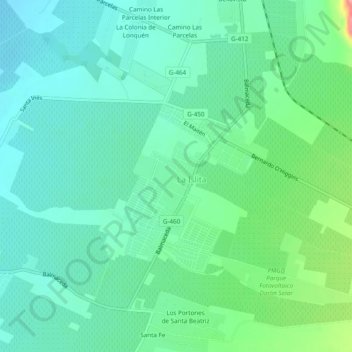 Mapa topográfico La Islita, altitud, relieve