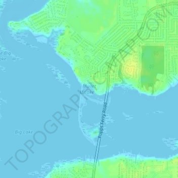 Mapa topográfico Mullet Lake, altitud, relieve