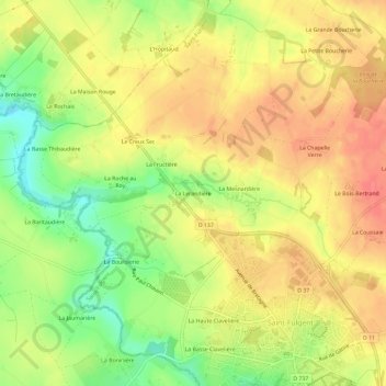 Mapa topográfico La Lerandière, altitud, relieve