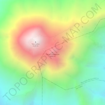 Mapa topográfico Cerro Concepción, altitud, relieve