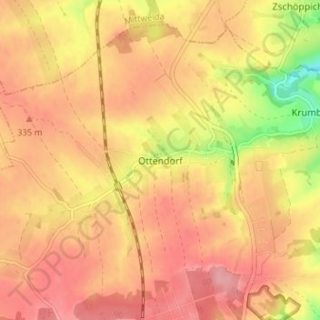 Mapa topográfico Ottendorf, altitud, relieve