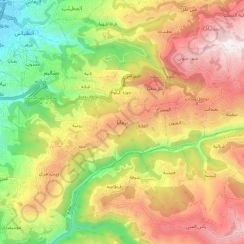 Mapa topográfico Broumana, altitud, relieve