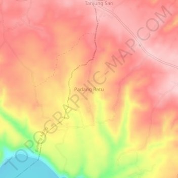Mapa topográfico Padang Ratu, altitud, relieve