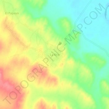 Mapa topográfico La Rita, altitud, relieve