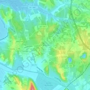 Mapa topográfico Trás do Outeiro, altitud, relieve