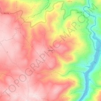 Mapa topográfico Porrais, altitud, relieve